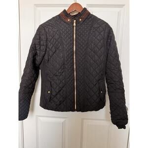 Novish Collection Women’s Black Quilted Lightweight Jacket Zipper Front Size M